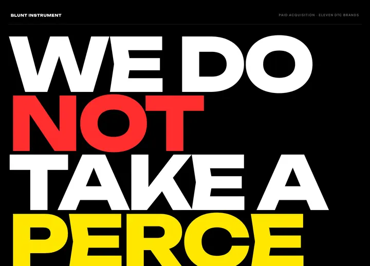 Blunt Instrument — Performance marketing agency · oversized type as layout