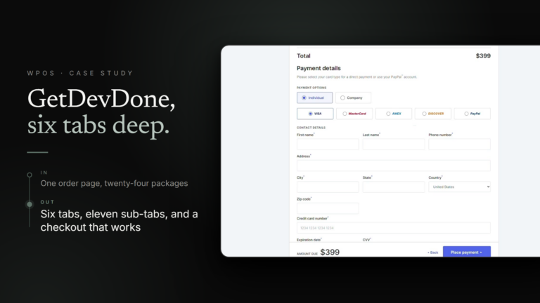 The rebuilt twenty-four package agency order page with a sticky running total