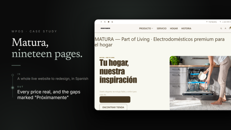 The redesigned Matura appliance website, rebuilt across nineteen Spanish pages