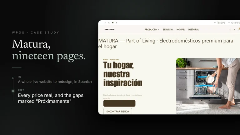 The redesigned Matura appliance website, rebuilt across nineteen Spanish pages