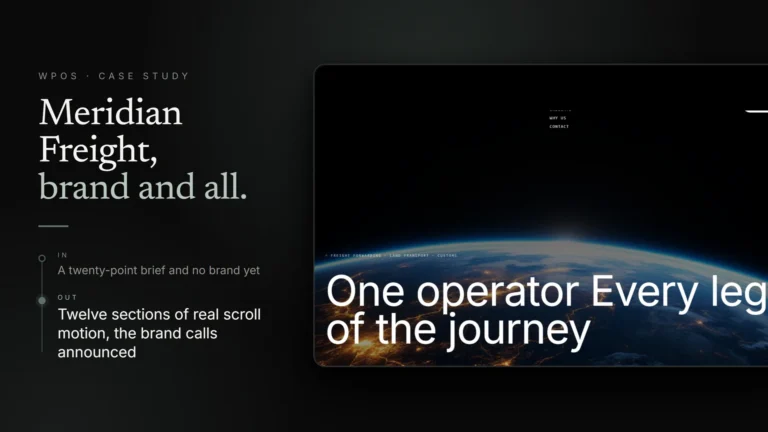 The Meridian Freight homepage WPOS built, an invented logistics brand